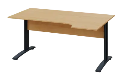 CRK 18 - 164 stůl kancelářský, rohový, pravý, kovová podnož černá, deska 18 mm, široký 1600 mm, javo